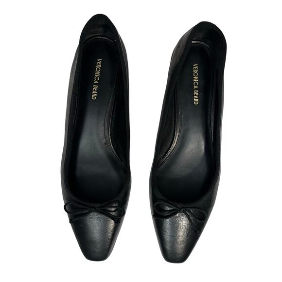 Veronica Beard Cecile Black Leather Ballet Block Heel Pump size 9.5 - Picture 2 of 7